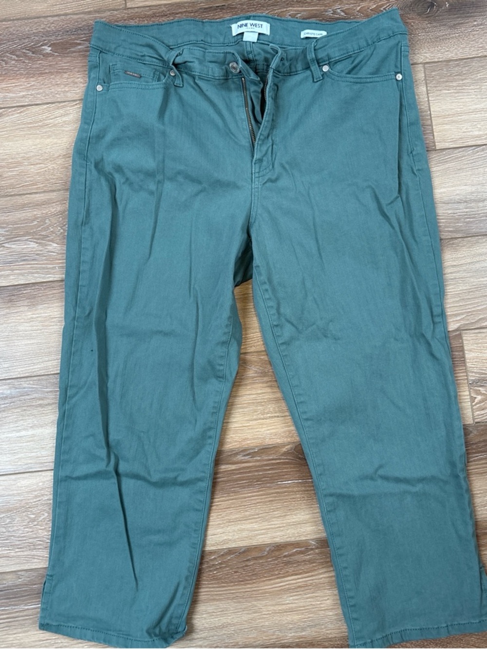 Nine West Teal Green Straight-Leg Chinos